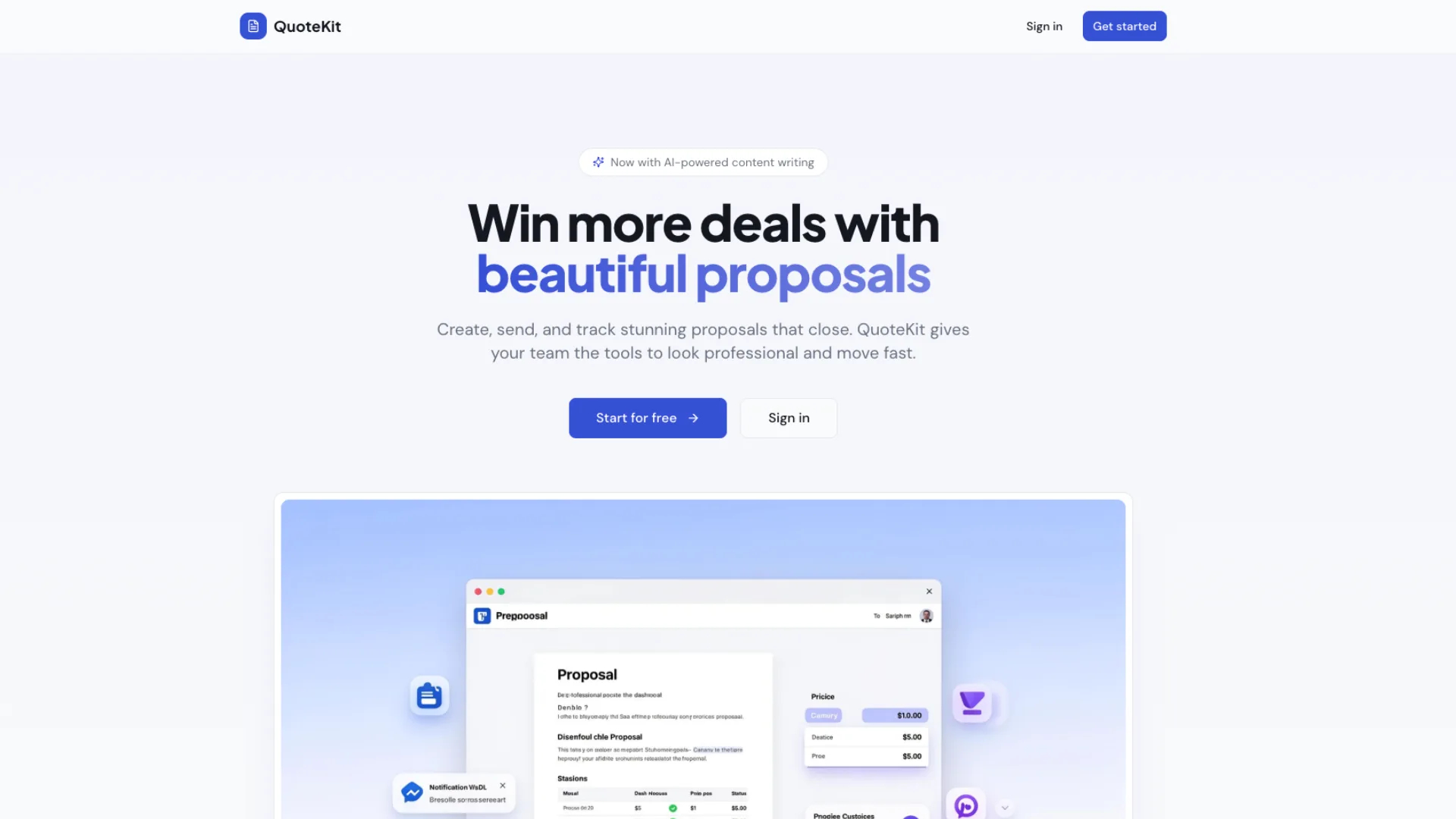 Loading preview of QuoteKit